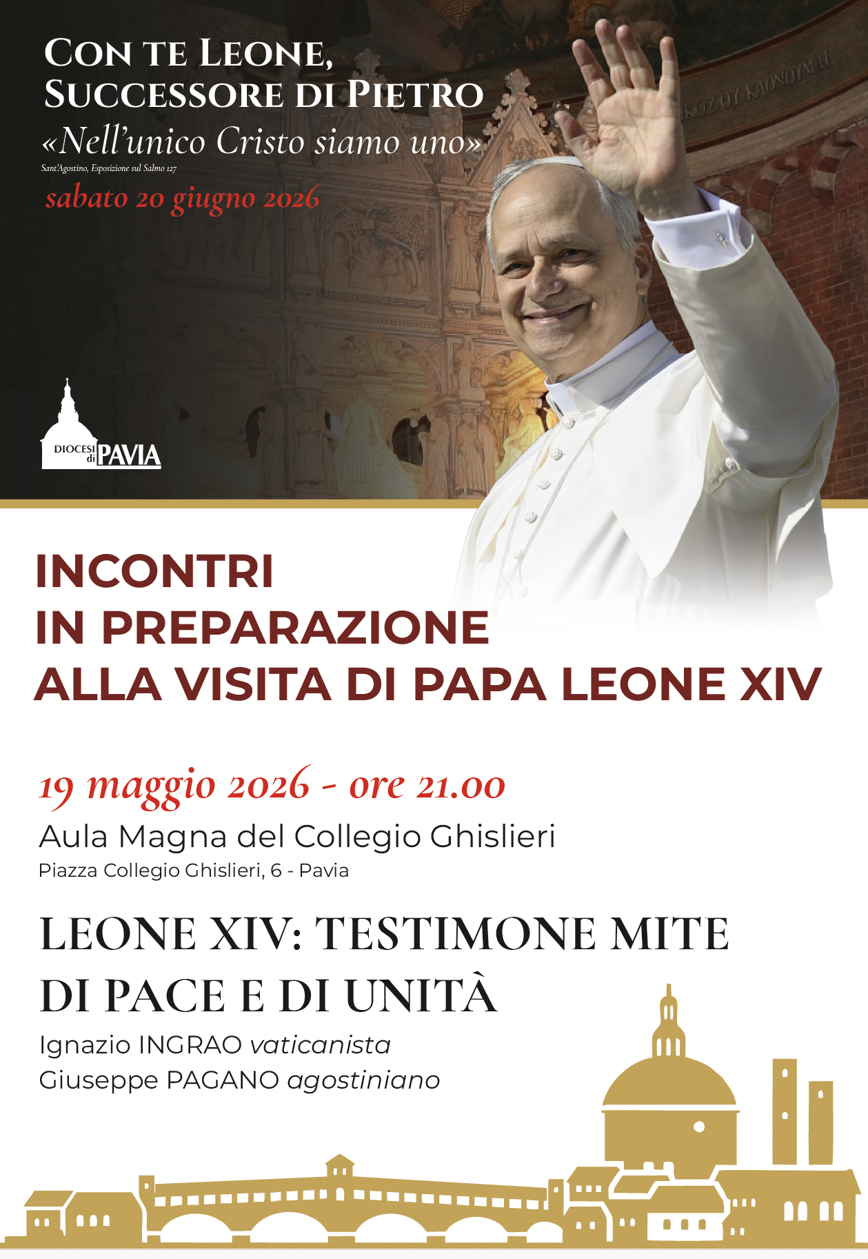 Papa Leone a Pavia: il prossimo incontro di preparazione martedì 19 maggio